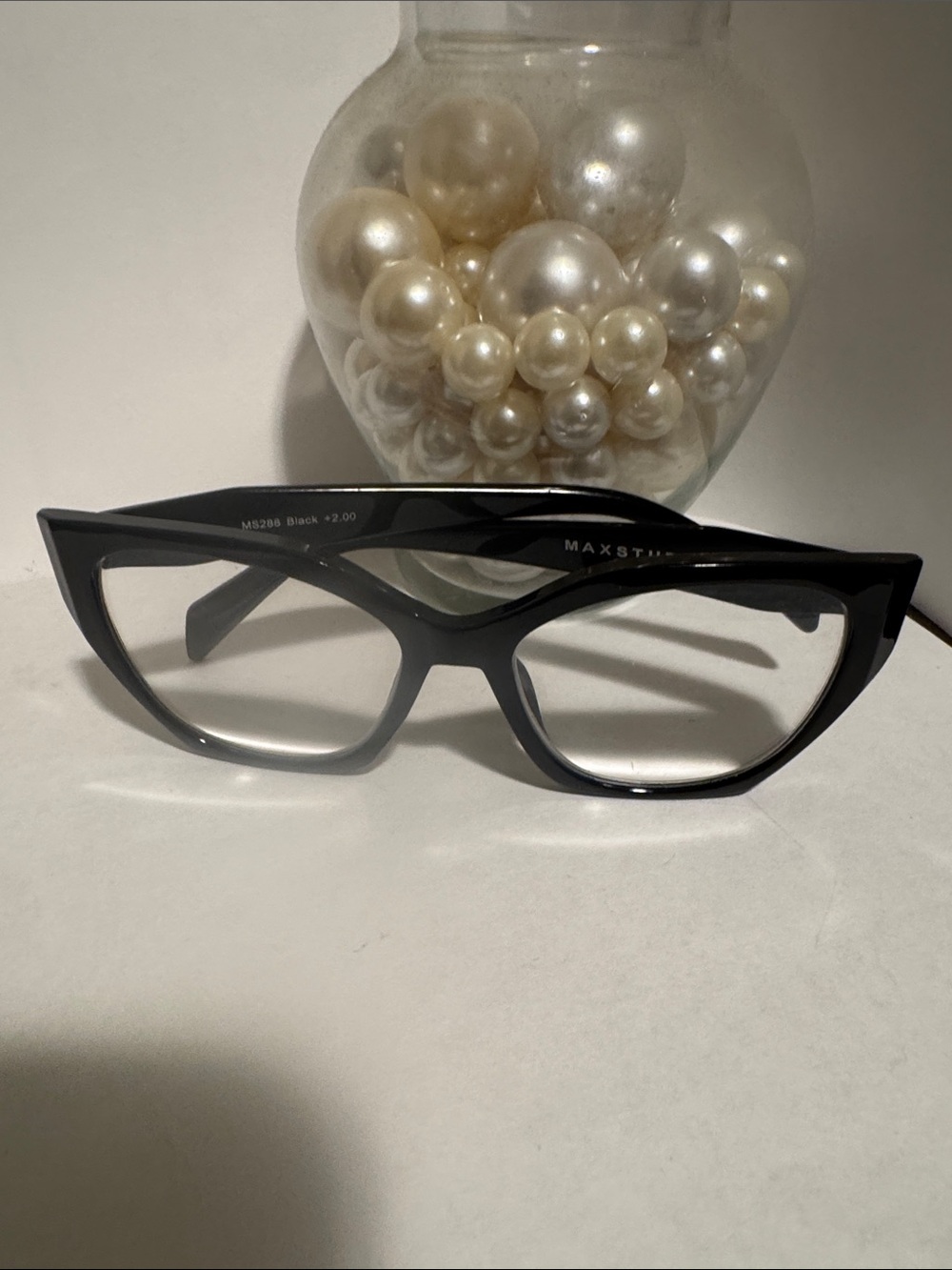 Max Studio Black Gloss Cat-Eye Glasses
